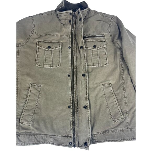 Levi's Snap Front Zip Khaki Trucker Jacket Men's Sz L Tan Pockets Quilted Lining - Picture 5 of 13